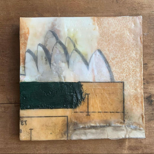 The Most Beautiful Place in the World Encaustic Collage 5x5”